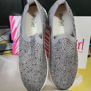 Size 11 HeyGirl by Corkys Grey Crystals slip on shoes - swank